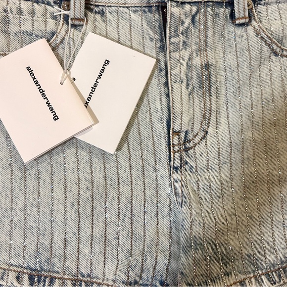 ALEXANDER WANG Crystal-embellished denim shorts Size 25 New with Tag - Picture 5 of 12